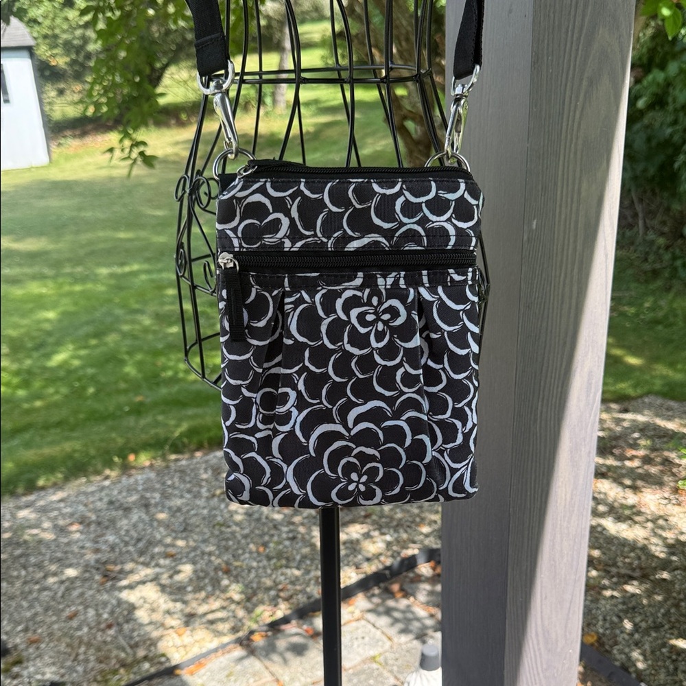 Mixed bag, black and white floral travel Crossbody